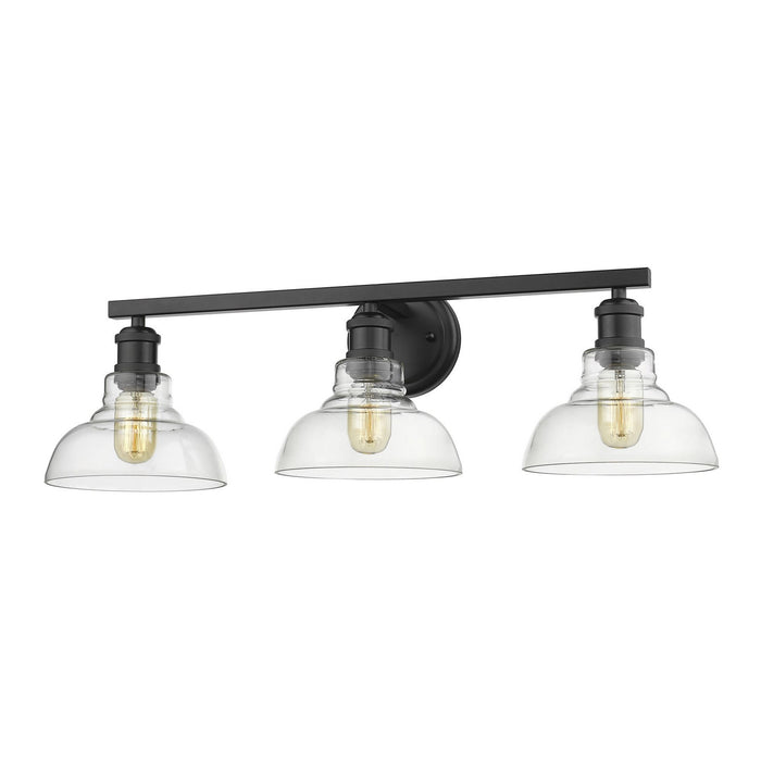Golden 0305-BA3 BLK-CLR Three Light Bath Vanity, Matte Black