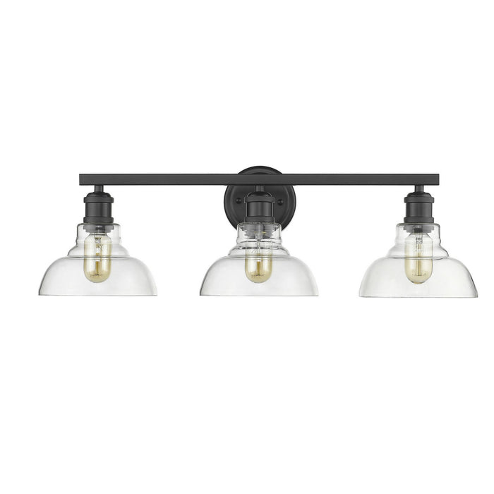 Golden 0305-BA3 BLK-CLR Three Light Bath Vanity, Matte Black