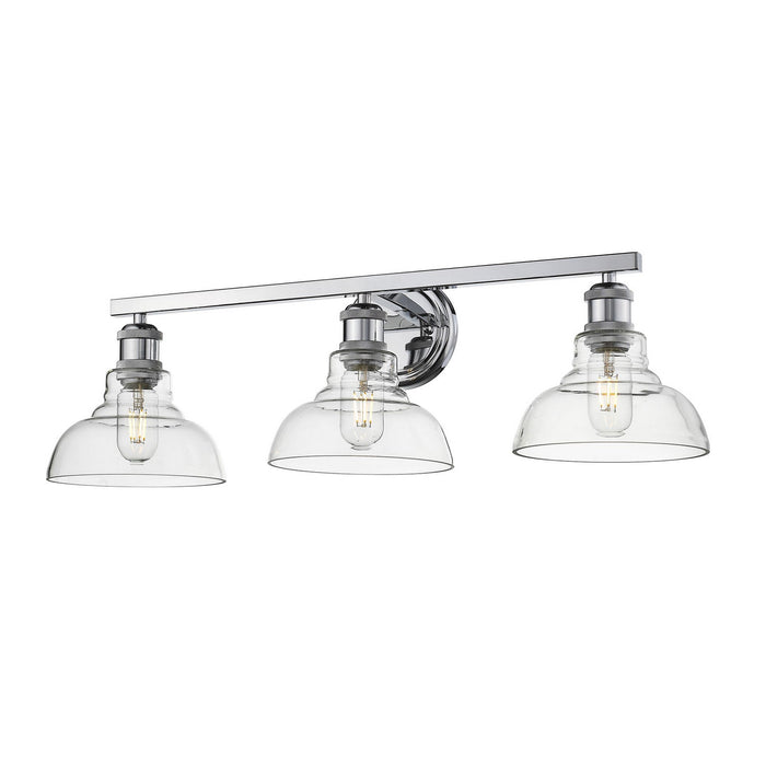 Golden 0305-BA3 CH-CLR Three Light Bath Vanity, Chrome
