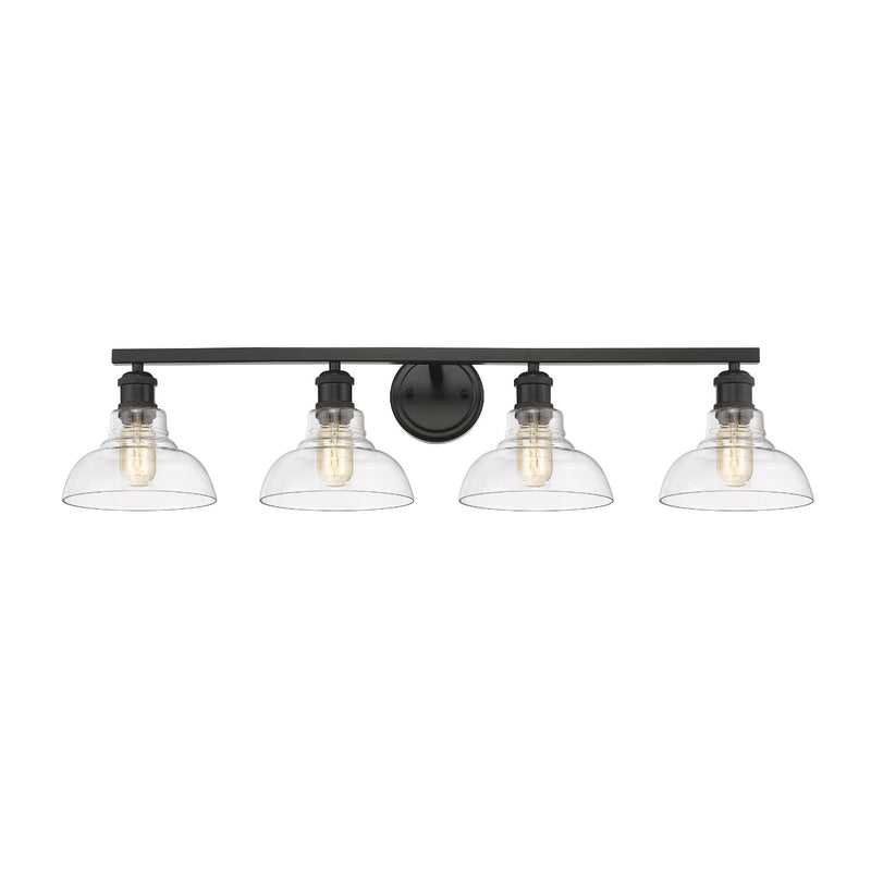 Golden 0305-BA4 BLK-CLR Four Light Bath Vanity, Matte Black