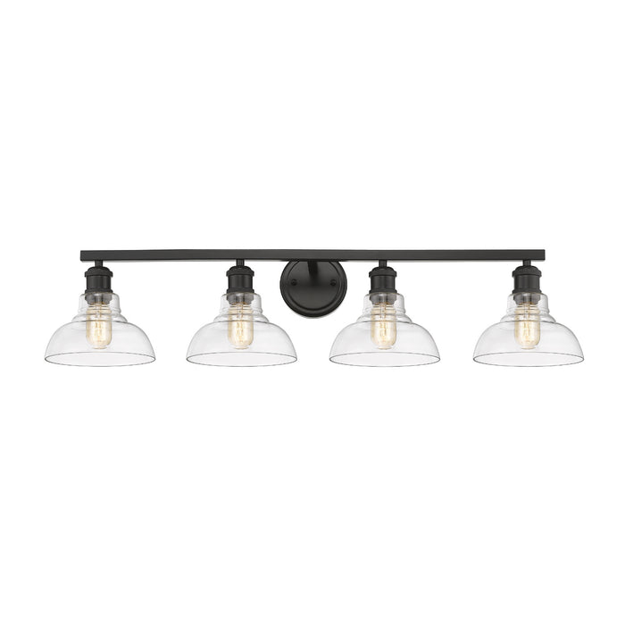 Golden 0305-BA4 BLK-CLR Four Light Bath Vanity, Matte Black