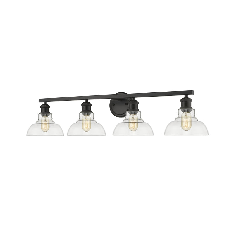 Golden 0305-BA4 BLK-CLR Four Light Bath Vanity, Matte Black