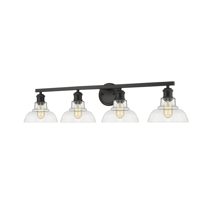 Golden 0305-BA4 BLK-CLR Four Light Bath Vanity, Matte Black