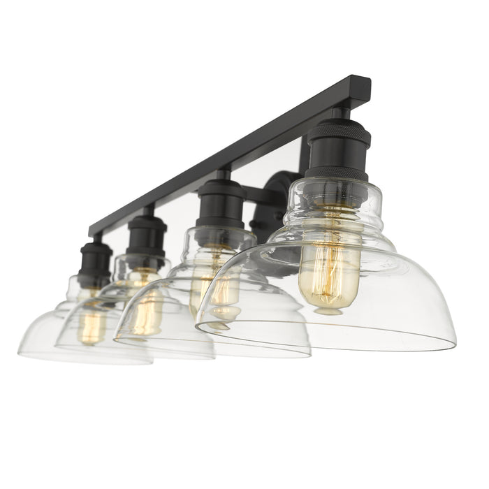 Golden 0305-BA4 BLK-CLR Four Light Bath Vanity, Matte Black