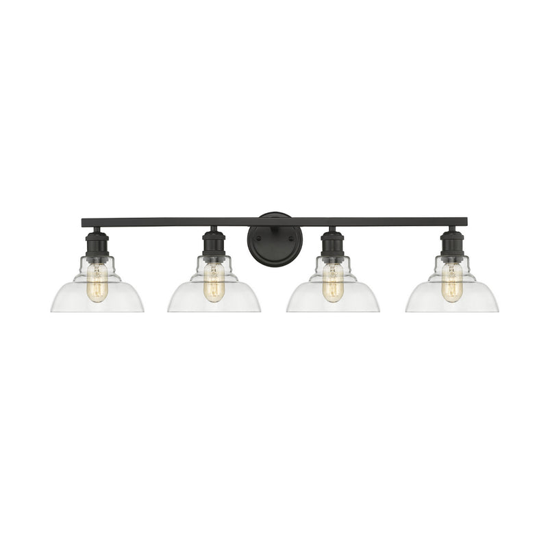 Golden 0305-BA4 BLK-CLR Four Light Bath Vanity, Matte Black