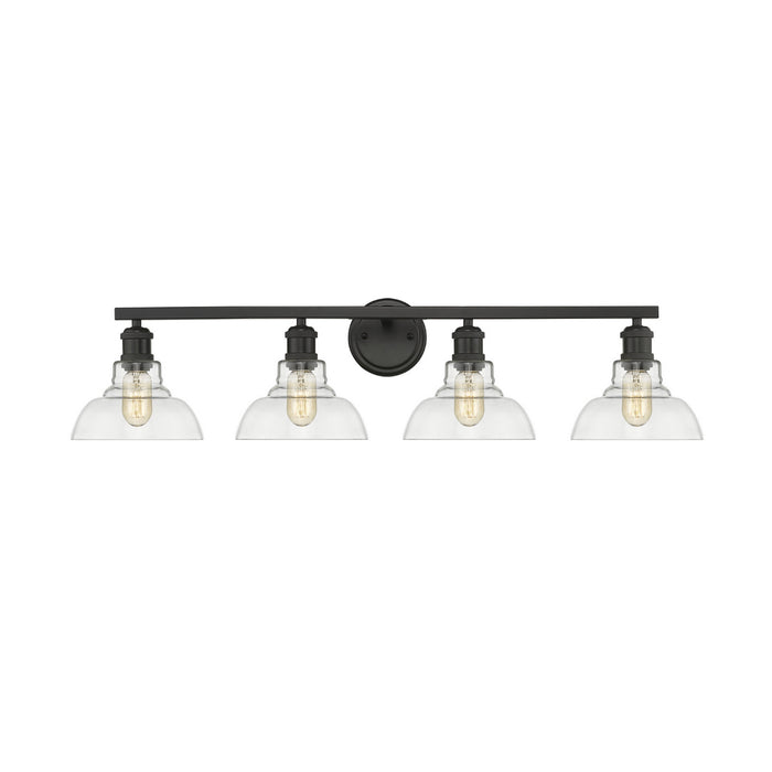 Golden 0305-BA4 BLK-CLR Four Light Bath Vanity, Matte Black