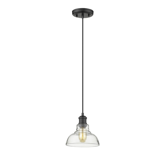 Golden 0305-S BLK-CLR One Light Mini Pendant, Matte Black