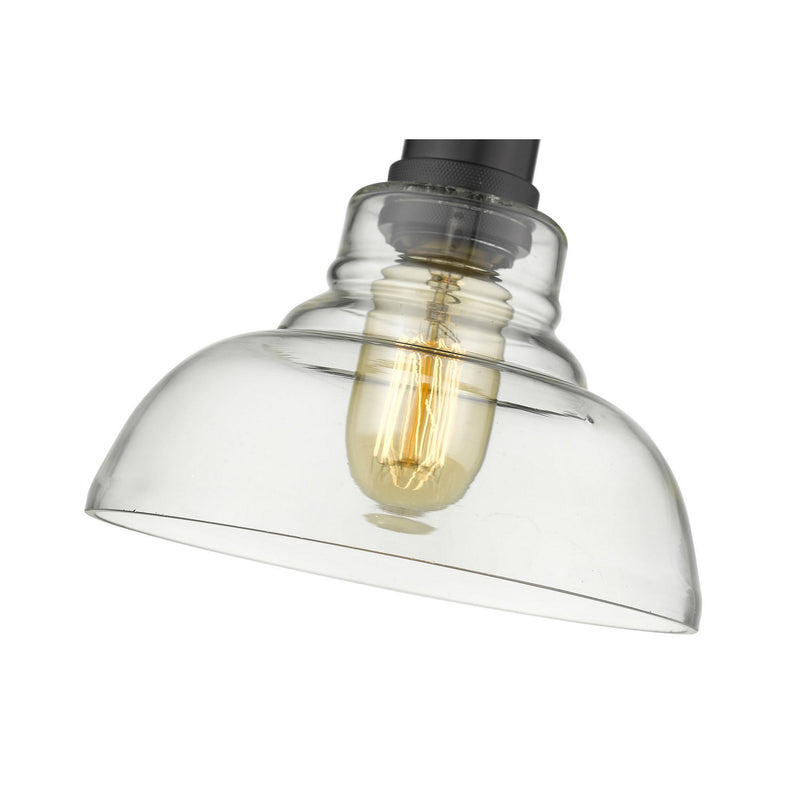 Golden 0305-S BLK-CLR One Light Mini Pendant, Matte Black