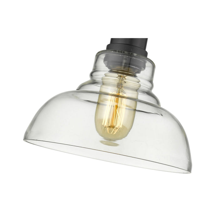 Golden 0305-S BLK-CLR One Light Mini Pendant, Matte Black