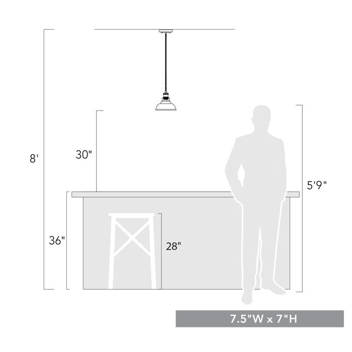 Golden 0305-S BLK-CLR One Light Mini Pendant, Matte Black