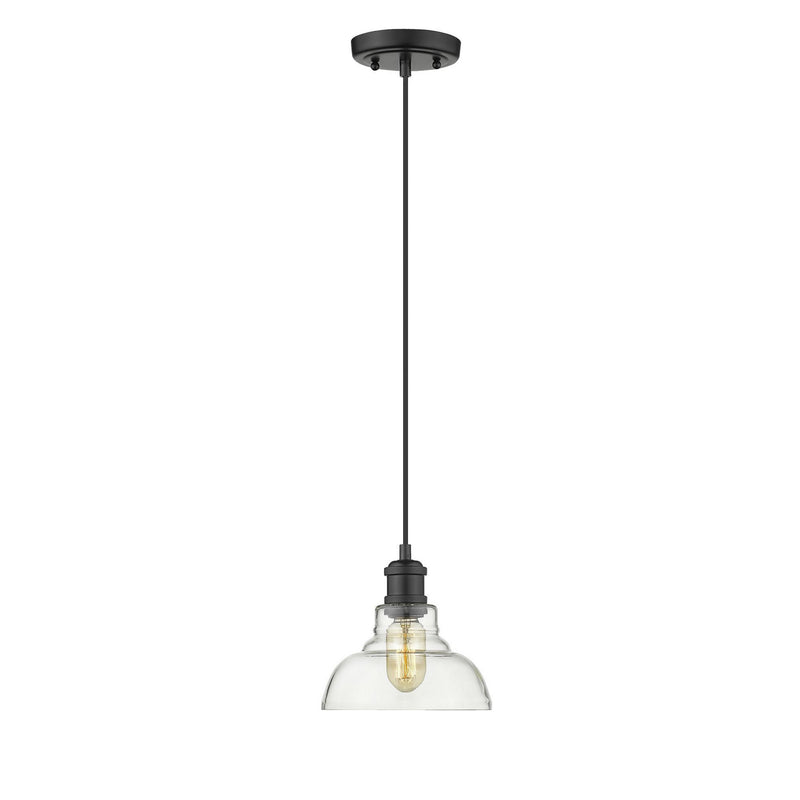 Golden 0305-S BLK-CLR One Light Mini Pendant, Matte Black