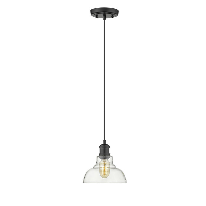Golden 0305-S BLK-CLR One Light Mini Pendant, Matte Black