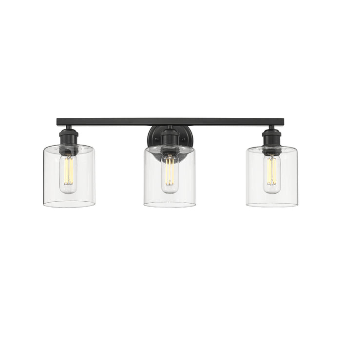 Golden 0306-BA3 BLK-CLR Three Light Bath Vanity, Matte Black