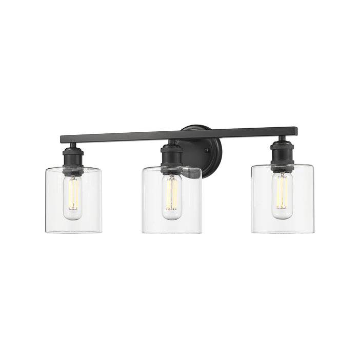 Golden 0306-BA3 BLK-CLR Three Light Bath Vanity, Matte Black