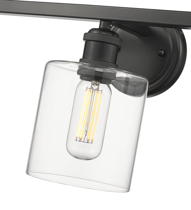 Golden 0306-BA3 BLK-CLR Three Light Bath Vanity, Matte Black