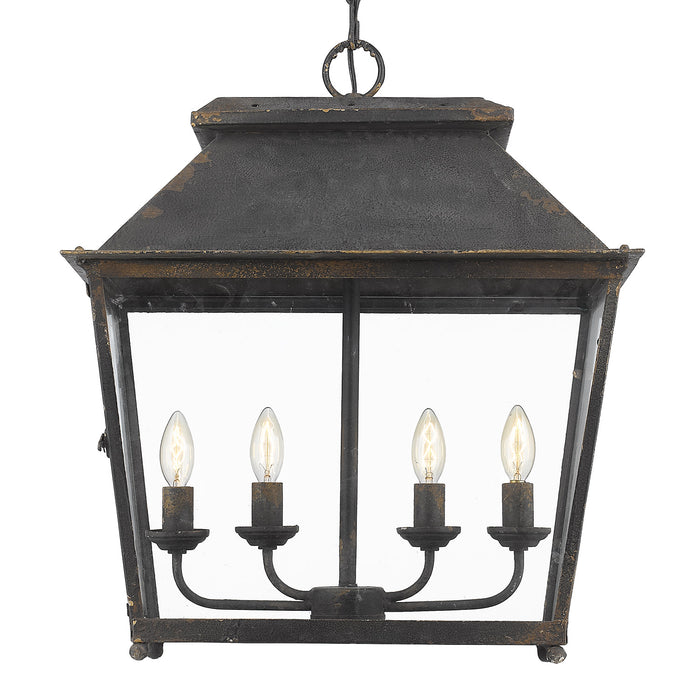 Golden 0804-4P ABI Four Light Pendant, Antique Black Iron