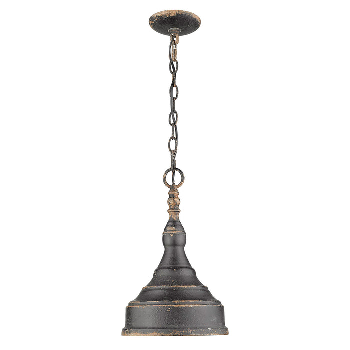 Golden 0806-S ABI One Light Mini Pendant, Antique Black Iron