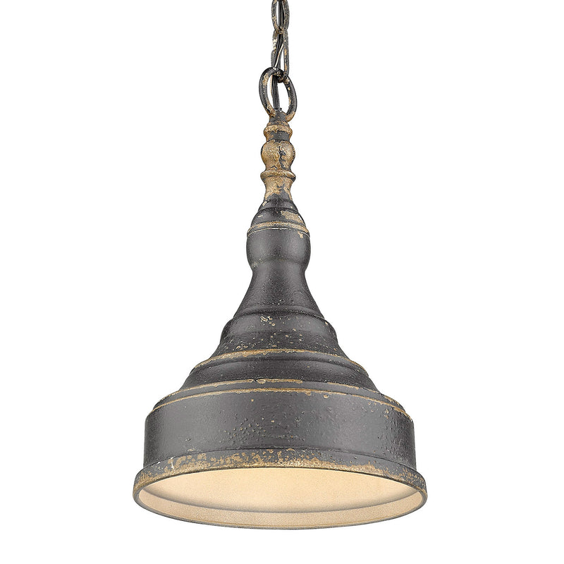 Golden 0806-S ABI One Light Mini Pendant, Antique Black Iron