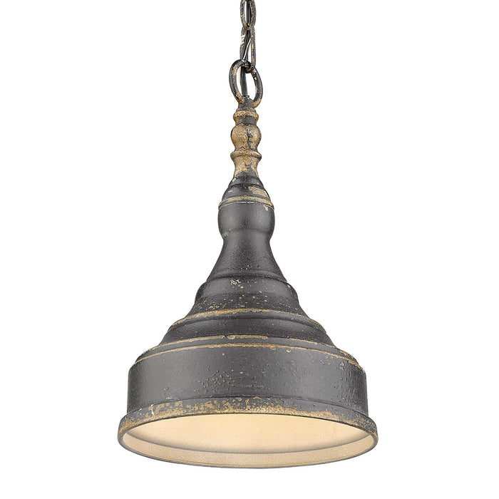 Golden 0806-S ABI One Light Mini Pendant, Antique Black Iron