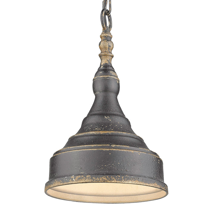 Golden 0806-S ABI One Light Mini Pendant, Antique Black Iron