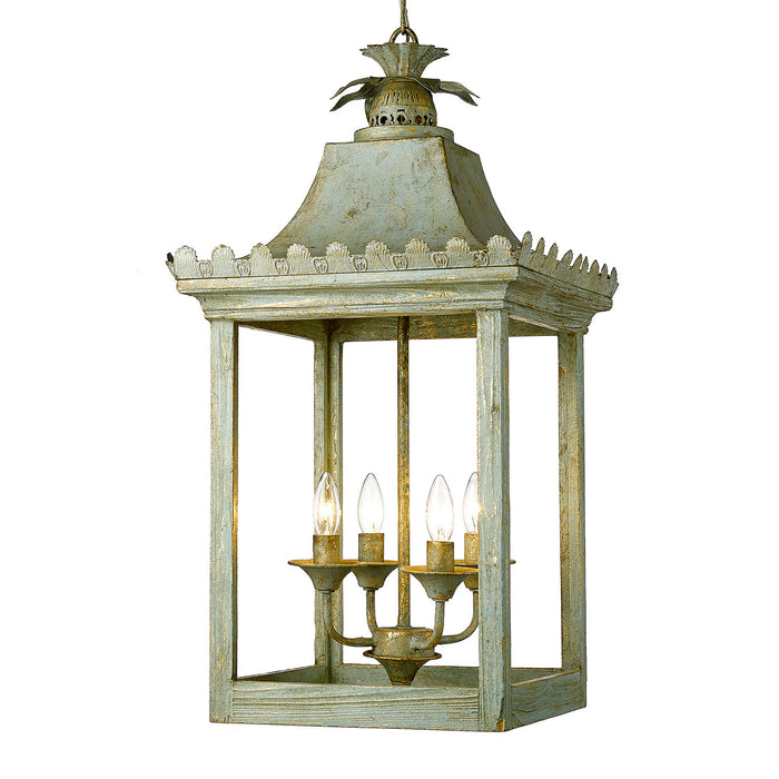 Golden 0838-4P VS Four Light Pendant, Vintage Sage