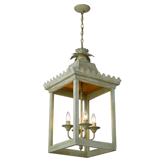 Golden 0838-4P VS Four Light Pendant, Vintage Sage