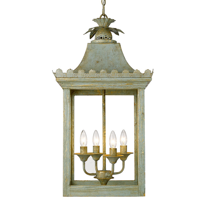 Golden 0838-4P VS Four Light Pendant, Vintage Sage