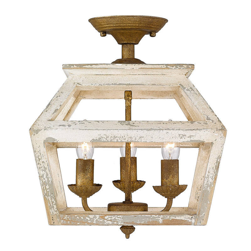 Golden 0839-SF BC Three Light Semi-Flush Mount, Burnished Chestnut