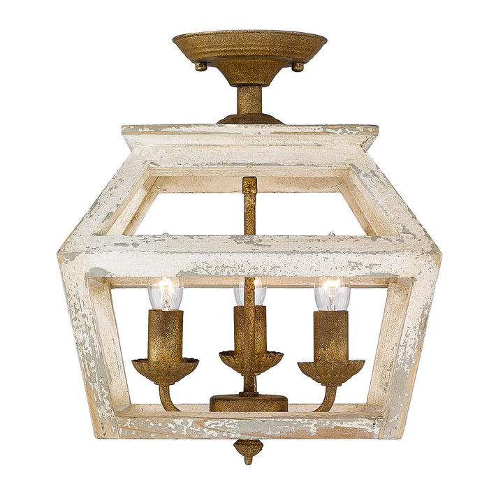 Golden 0839-SF BC Three Light Semi-Flush Mount, Burnished Chestnut