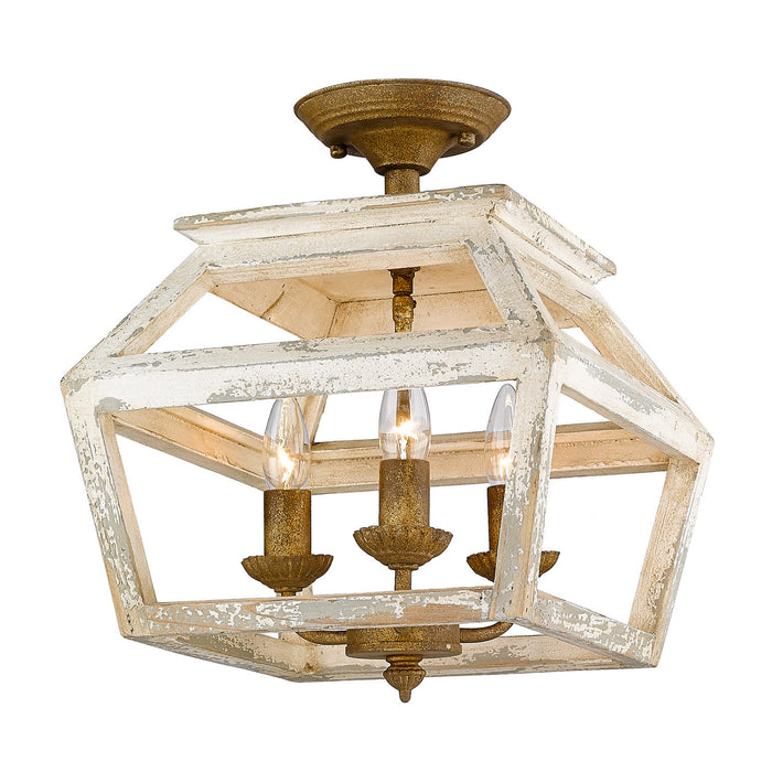 Golden 0839-SF BC Three Light Semi-Flush Mount, Burnished Chestnut