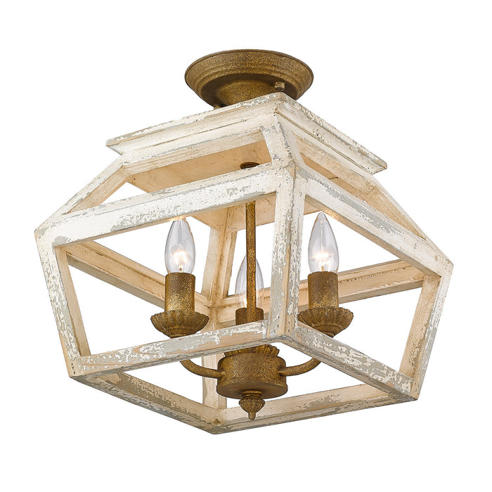 Golden 0839-SF BC Three Light Semi-Flush Mount, Burnished Chestnut