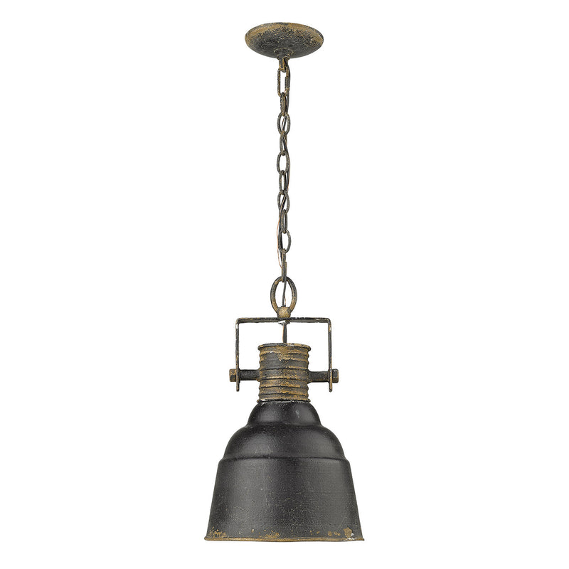 Golden 0843-1P ABI One Light Pendant, Antique Black Iron