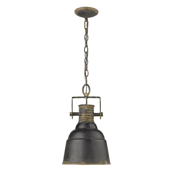 Golden 0843-1P ABI One Light Pendant, Antique Black Iron