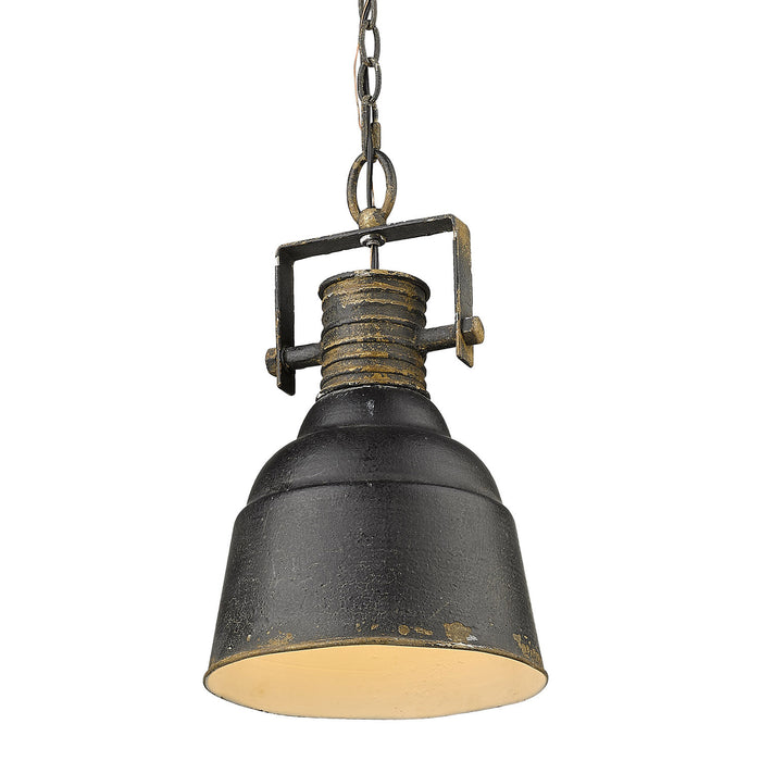 Golden 0843-1P ABI One Light Pendant, Antique Black Iron