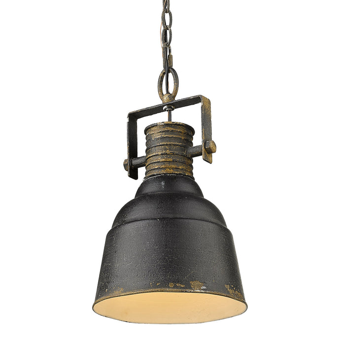 Golden 0843-1P ABI One Light Pendant, Antique Black Iron