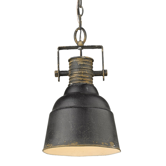 Golden 0843-1P ABI One Light Pendant, Antique Black Iron