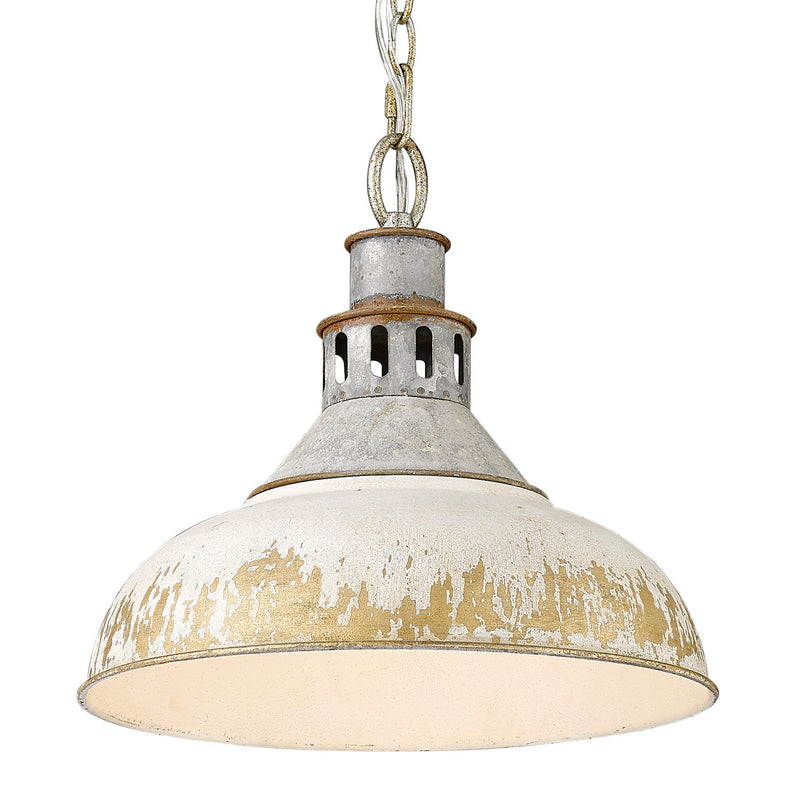Golden 0865-L AGV-AI One Light Pendant, Aged Galvanized Steel