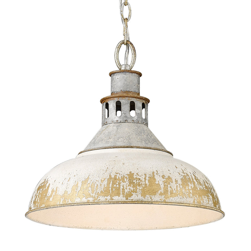 Golden 0865-L AGV-AI One Light Pendant, Aged Galvanized Steel