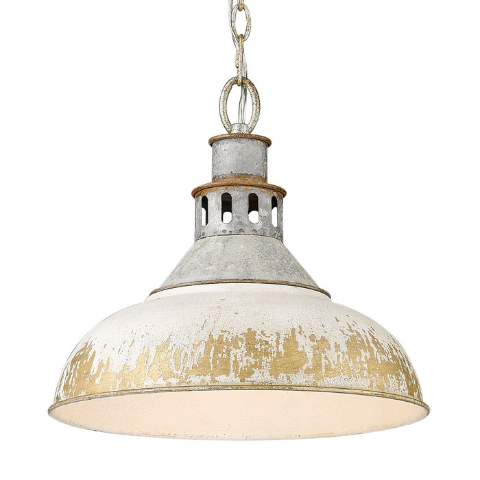 Golden 0865-L AGV-AI One Light Pendant, Aged Galvanized Steel