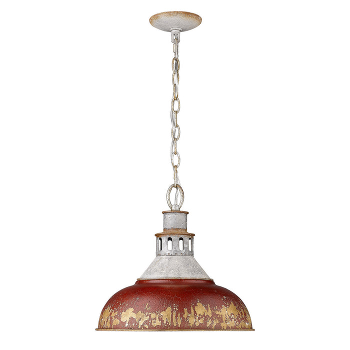 Golden 0865-L AGV-RED One Light Pendant, Aged Galvanized Steel