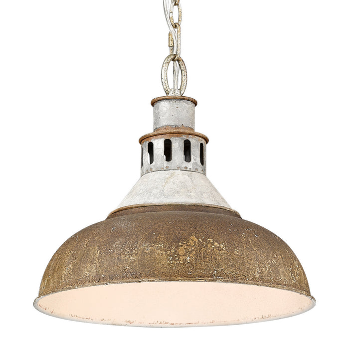 Golden 0865-L AGV-RUST One Light Pendant, Aged Galvanized Steel