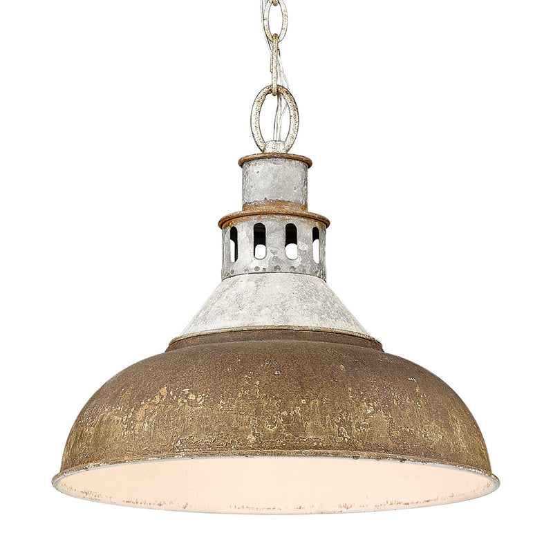 Golden 0865-L AGV-RUST One Light Pendant, Aged Galvanized Steel