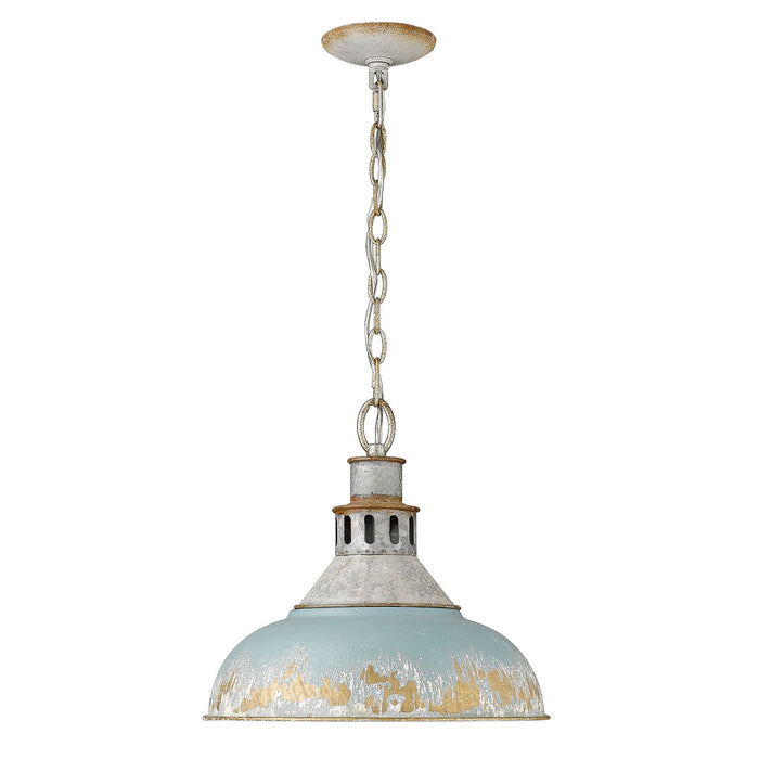 Golden 0865-L AGV-TEAL One Light Pendant, Aged Galvanized Steel