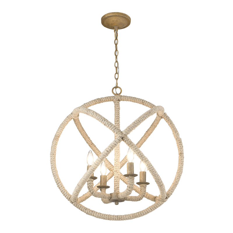 Golden 0868-4 BC Four Light Chandelier, Burnished Chestnut