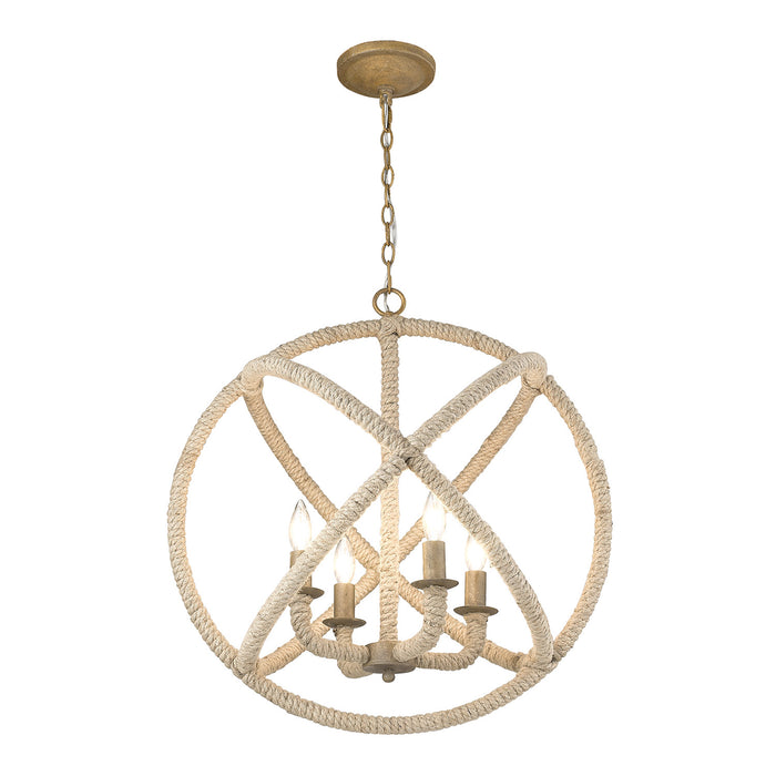 Golden 0868-4 BC Four Light Chandelier, Burnished Chestnut