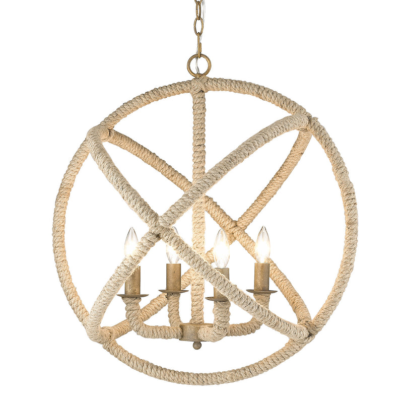 Golden 0868-4 BC Four Light Chandelier, Burnished Chestnut