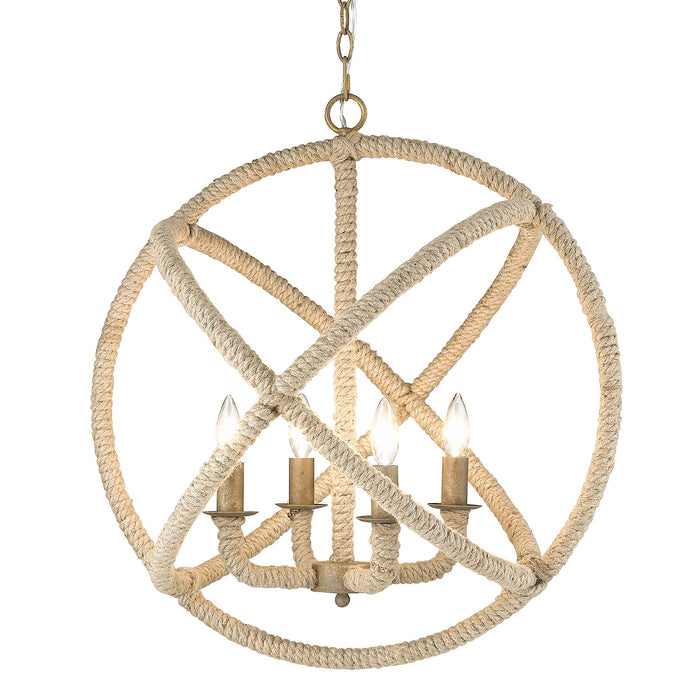 Golden 0868-4 BC Four Light Chandelier, Burnished Chestnut