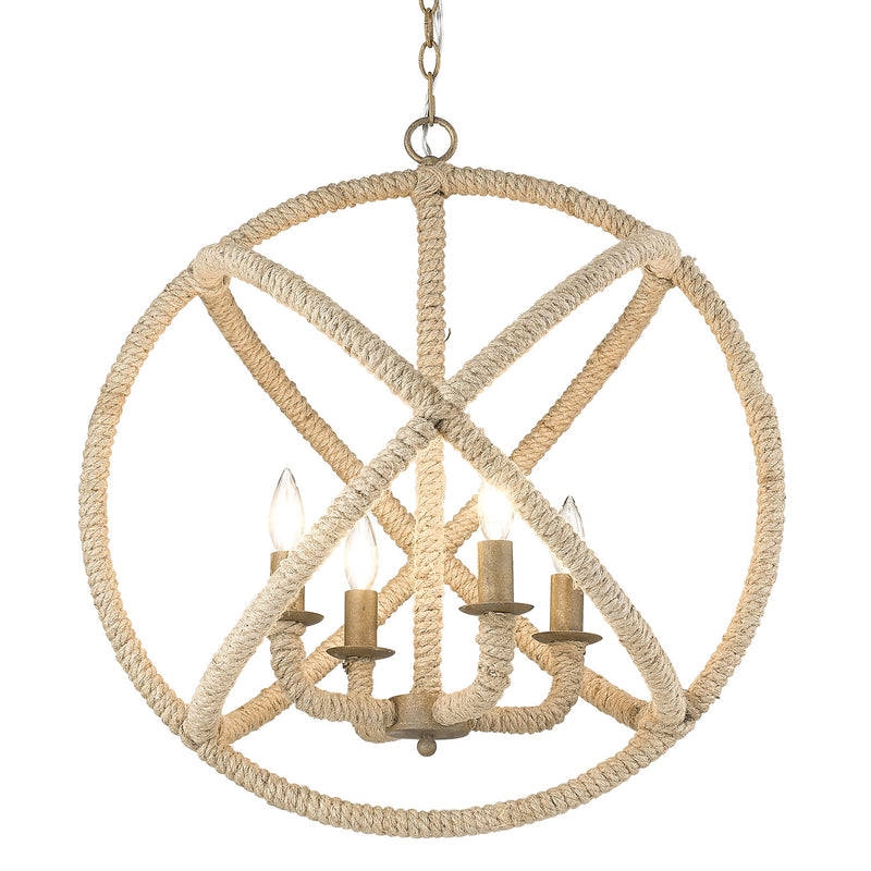 Golden 0868-4 BC Four Light Chandelier, Burnished Chestnut