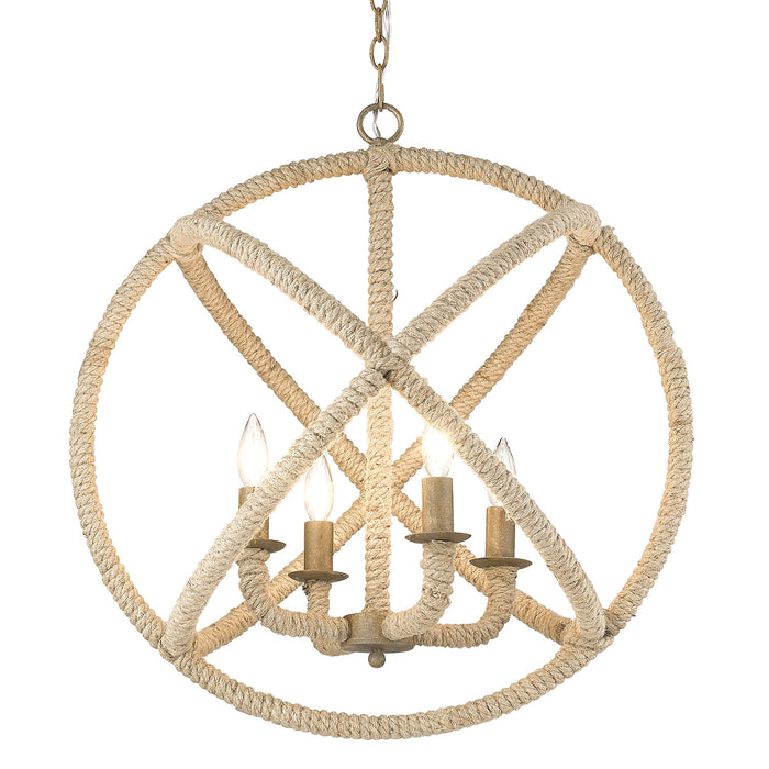 Golden 0868-4 BC Four Light Chandelier, Burnished Chestnut