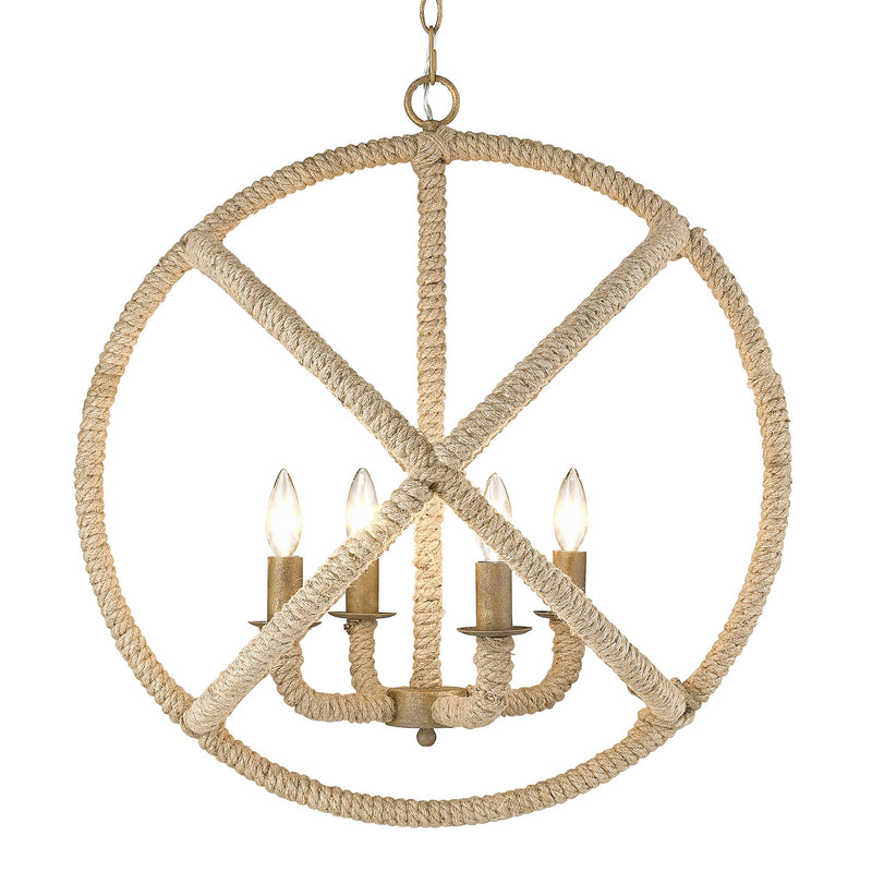 Golden 0868-4 BC Four Light Chandelier, Burnished Chestnut